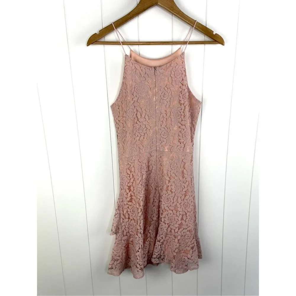 NWT Almost Pink Romantic Floral Ruffle Mini Dress S - Picture 9 of 11